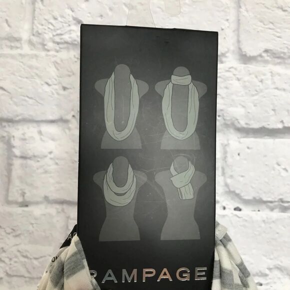 NWT Rampage Gray White Striped Infinity Scarf Lightweight Soft Women’s Accessory - Picture 5 of 5